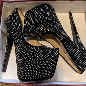 Brand new silver rhinestone platform heels.